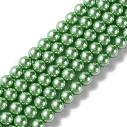 Hebras de cuentas redondas de perlas de vidrio teñidas ecológicas HY-A002-8mm-RB008-1