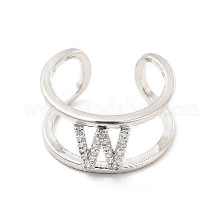 Кольцо-манжета с открытой буквой из прозрачного кубического циркония RJEW-A012-01P-W-1