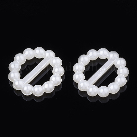 ABS Plastic Imitation Pearl Bead Buckles OACR-S020-34-1