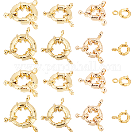 PH PandaHall 16pcs Spring Ring Clasps 4 Size 18K Gold Plated Closed Ring Clasps Long-Lasting Clasps Jewelry Link Connectors for DIY Craft Necklace Bracelet Anklet Jewelry Making FIND-PH0006-09-1
