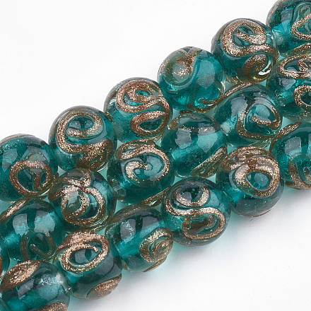 Perles vernissées de sable d'or manuelles  LAMP-T006-06E-1