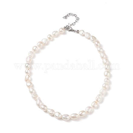 Collana di perle keshi barocche naturali con 304 fermaglio in acciaio inossidabile da donna NJEW-JN04083-1