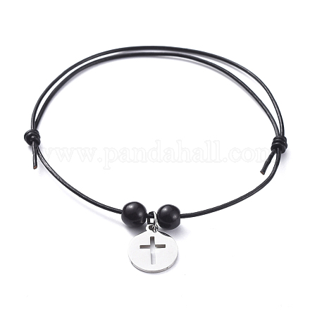 Adjustable Cowhide Cord Charm Bracelets BJEW-JB05015-02-1