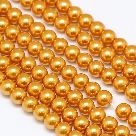 Umweltfreundliche runde Perlenstränge aus gefärbtem Glasperlen HY-A002-10mm-RB052-1