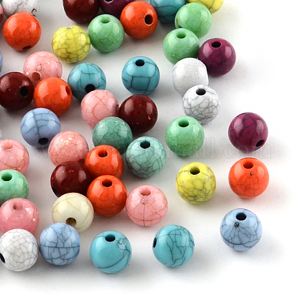 Imitation Turquoise Acrylic Beads SACR-R889-14-1