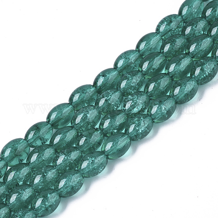 Trasparente perle di vetro crackle fili DGLA-S085-6x8-17-1