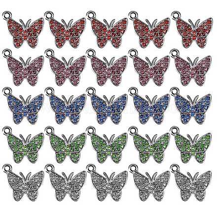 25pcs 5 colores encantos de mariposa de aleación de zinc ENAM-SZ0001-81-1