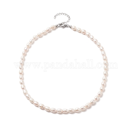 Natural Pearl Beaded Necklace with 304 Stainless Steel Clasp for Women NJEW-JN04143-1