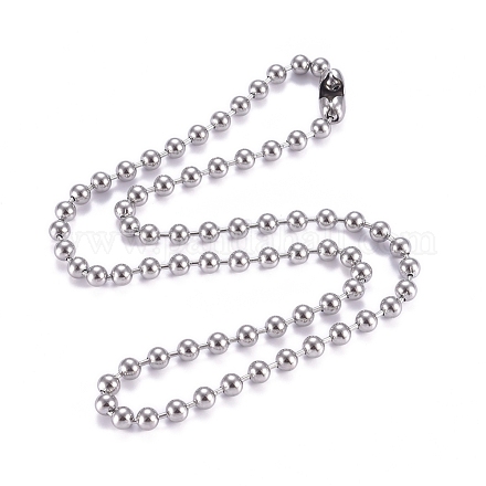 304 Stainless Steel Ball Chain Necklace NJEW-G340-05P-04-1