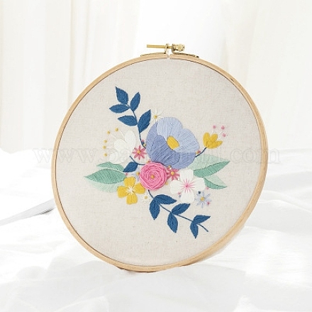 Flower Pattern DIY Embroidery Kit DIY-P077-029-1