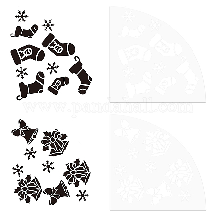Ahandmaker クリスマスアクリルスリーブステンシル 2 個  プラスチック絵画ステンシル 再利用可能なアートテンプレート 印刷テンプレート 再利用可能な漂白シャツ アクリルスリーブステンシル diyアートクラフト 服の装飾 DIY-WH0347-027-1