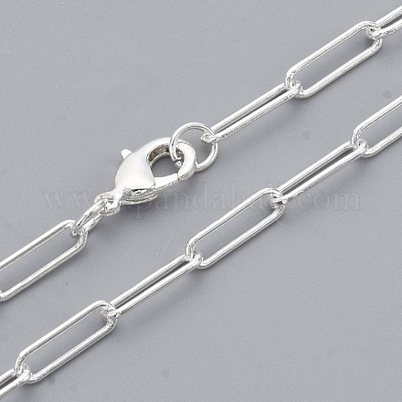 Fabricación de collar de cadena de clip de papel ovalado redondo de latón MAK-S072-04A-S-1