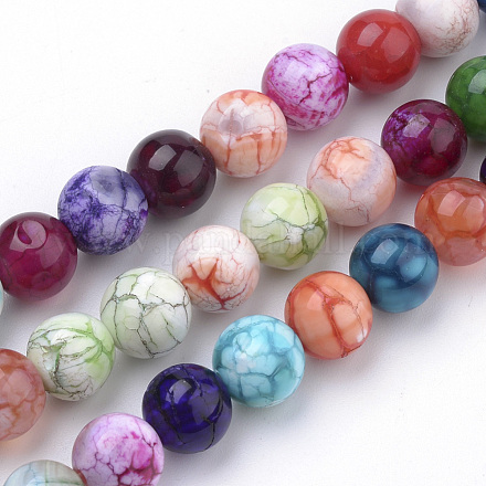 Chapelets de perle en agate naturelle patinée G-S249-02-8mm-1