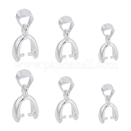 DICOSMETIC 6Pcs 3 Sizes 925 Sterling Silver Pendant Pinch Bail Silver Ice Pick Pinch Bails with 925 Stamp Pendants Clasp Small Pendant Clip Connector for Jewelry Making STER-DC0001-14-1