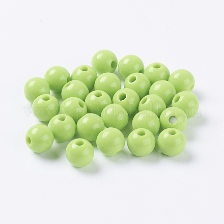 不透明なアクリルビーズ  ラウンド  薄緑  12mm  穴：2mm  約500個/500g PAB705Y-6-1