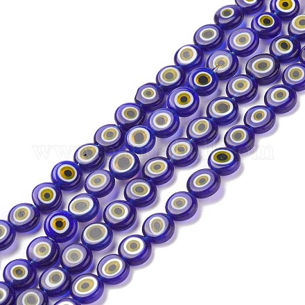 Chapelets de perles rondes de chalumeau manuelles de mauvais œil LAMP-L058-10mm-22-1