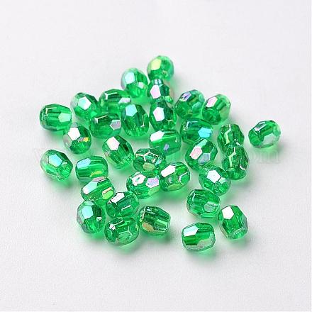 AB Color Plated Eco-Friendly Transparent Acrylic Barrel Beads TACR-L002-4mm-18-1