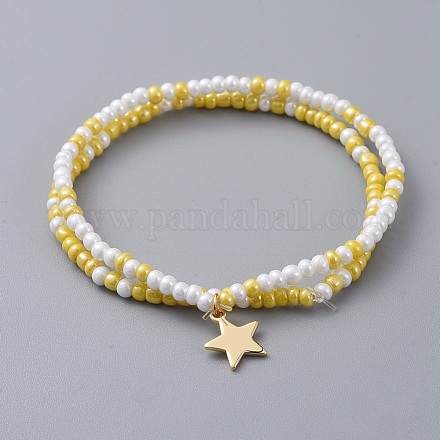 (vente de bijoux pour fêtes d'usine) bracelets extensibles pour enfants en perles de verre BJEW-JB04825-04-1