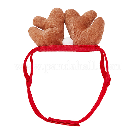 布ペット帽子コスチューム  猫犬祭り誕生日テーマパーティー写真小道具  クリスマステーマ  枝角模様  500mm AJEW-WH0314-118A-1