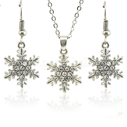 Комплекты из серег и ожерелий с подвесками из сплава со стразами FS-WG1CFD3-02-1