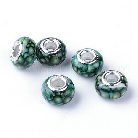 Printed Handmade Resin European Beads RESI-S338-06-1