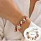 Christmas Theme Alloy Enamel Charm Bracelets, Cable Chain Bracelets for Women, with Imitation Pearl & Acrylic, Colorful, Inner Diameter: 7-1/8 inch(18cm)