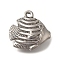 Anti-Tarnish 304 Stainless Steel Pendants, Fish Charm, Stainless Steel Color, 17x17.5x6mm, Hole: 1.8mm