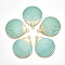 Spray Painted Alloy Pendants, Scallop, Light Gold, Medium Aquamarine, 35.5x29.5x5mm, Hole: 2mm