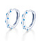 Elegant S925 Sterling Silver Hoop Earrings, with Light Blue Cubic Zirconia, Silver, 12x13mm