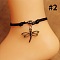 Beach Alloy Charm Adjustable Waxed Cord Anklets for Women, Antique Bronze, Dragonfly, Inner Diameter: 2~5 inch(50~126mm)
