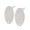 316 Stainless Steel Stud Earring Findings, Oval, Stainless Steel Color, 18.5~19x10.5mm, Hole: 1.5mm, Pin: 0.8x12mm