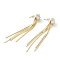 Brass Snake Chain Tassel Earrings, with Cubic Zirconia, Steel Pin and Plastic Ear Nuts, Long-Lasting Plated, Real 18K Gold Plated, 66x8x5mm, Pin: 0.8mm