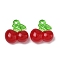 Opaque Acrylic Pendants, Cherry Charms, Red, 20x19x10mm, Hole: 2mm