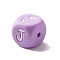 Silicone Beads, Letter Style, Cube, Letter.J, 12x12x12mm, Hole: 2mm
