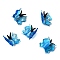 Transparent Lampwork Beads, Handmade Gold Foil Glass Beads, Butterfly, Deep Sky Blue, 17~17.5x19~21x8.5mm, Hole: 1.5mm