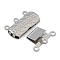 304 Stainless Steel Box Clasps, Rectangle, 3-Strand, 6-Hole, Stainless Steel Color, 9x19.5x2.5mm, Hole: 1.2/1.6mm