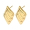 Rack Plating Brass Stud Earrings, Cadmium Free & Lead Free, Long-Lasting Plated, Rhombus, Real 18K Gold Plated, 24.5x13mm