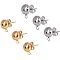 304 Stainless Steel Stud Earring Findings, with Loop, Bead Container, Dome/Half Round, Golden & Stainless Steel Color, 6.8x5.2x1.1cm, 40pcs/box