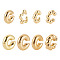 2 Sets 2 Style Adjustable CCB Plastic Cuff Earrings, Star & Round & C-Shaped, Golden, 24~30x8.5~23x8.5~10mm