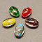Handmade Gold Sand Lampwork Beads, Oval, Mixed Color, 26x17x10mm, Hole: 2mm