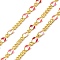 Brass Figaro Chains, Soldered, with Enamel, Rack Plating, Long-Lasting Plated, Lead Free & Cadmium Free, with Spool, Real 18K Gold Plated, Colorful, 5x3x1mm and 2.5x2x1mm