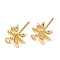 Brass Stud Earrings Findings, Long-Lasting Plated, Nickel Free, Flower, Real 18K Gold Plated, 11x9mm, Hole: 1.2mm, Pin: 12.5x0.8mm