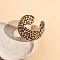 Acrylic Open Cuff Rings for Women, Leopard Print, Camel, 38mm, Inner Diameter: 63mm