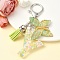 Resin & Acrylic Keychain, with Faux Suede Tassel Pendant & Alloy Findings, Letter Y, 9.5cm