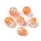 Natural Cultured Freshwater Pearl Enamel Beads, Hand Drawn Beads, Potato with Evil Eye Pattern, Dark Orange, 15.5~18x13.5~15x13.5~15mm, Hole: 0.8mm