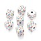 Opaque Printed Acrylic Beads, Cube, Colorful, 13.5x13.5x13.5mm, Hole: 3mm