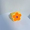Resin Finger Rings for Women, Flower, with Rhinestone, Yellow, Inner Diameter: 17mm