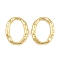 Brass Link Rings, Textured Oval Ring Shape, Rack Plating, Long-Lasting Plated, Lead Free & Cadmium Free, Real 18K Gold Plated, 16x13x2.5mm, inner size: 13x8mm