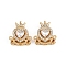 Brass Micro Pave Cubic Zirconia Beads, Heart with Crown, Real 18K Gold Plated, 14x14x6.5mm, Hole: 1.8mm