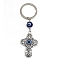 Alloy Keychains, with Evil Eye Lampwork Pendants, Cross, 10.8x3.1cm